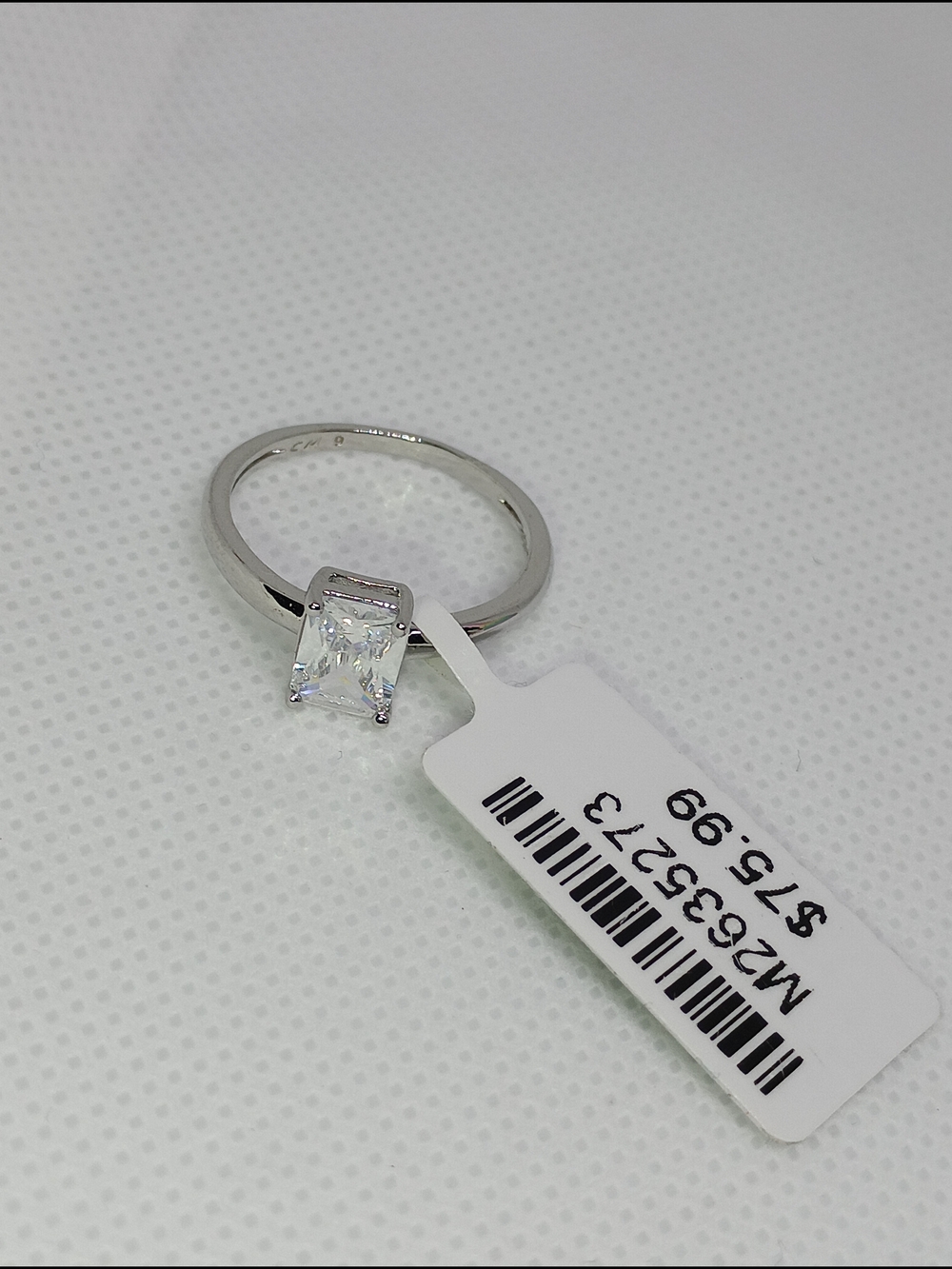 Solitaire Princess CM Marking-Cut CZ Silver Ring